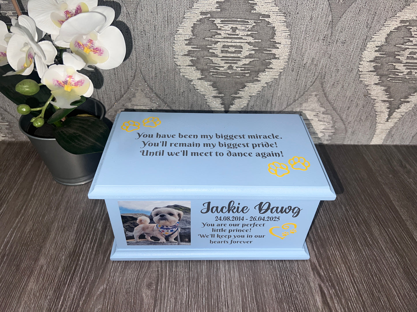 Peaceful Paws Casket With Photo