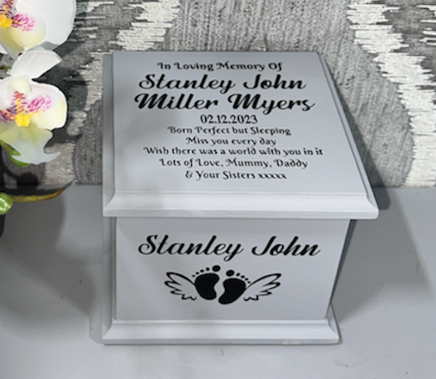 Safe In Heavens Arms Casket With Photo