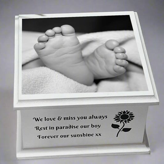 Safe In Heavens Arms Casket With Photo