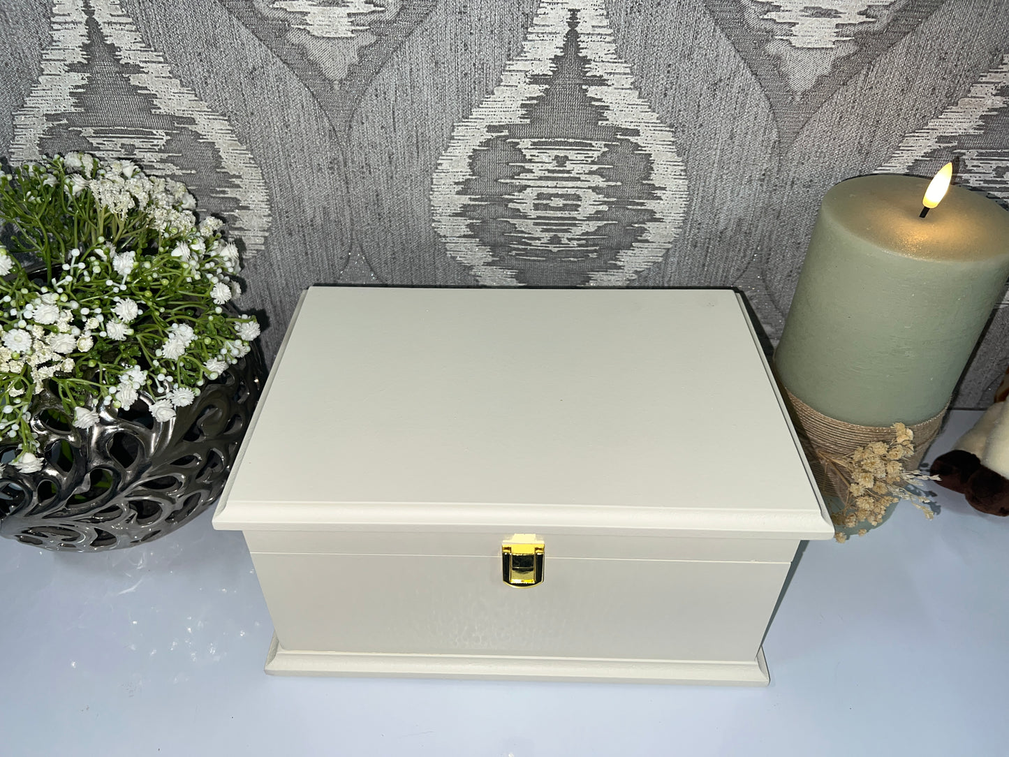 Large Plain Ashes Casket with Lock | Handmade Wooden Memorial Box