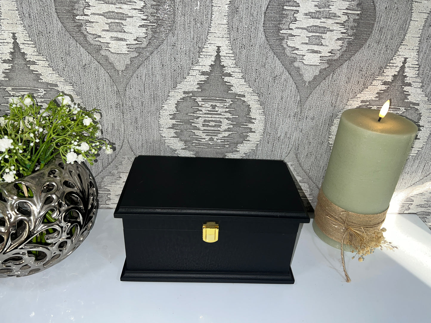 Large Plain Ashes Casket with Lock | Handmade Wooden Memorial Box