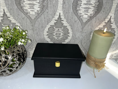 Large Plain Ashes Casket with Lock | Handmade Wooden Memorial Box